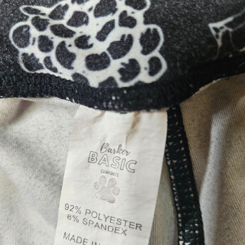 Barker Basic Leggings Wine Grapes Cheese Print OS Black White - Picture 4 of 8